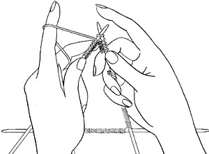 右針を上に向ける